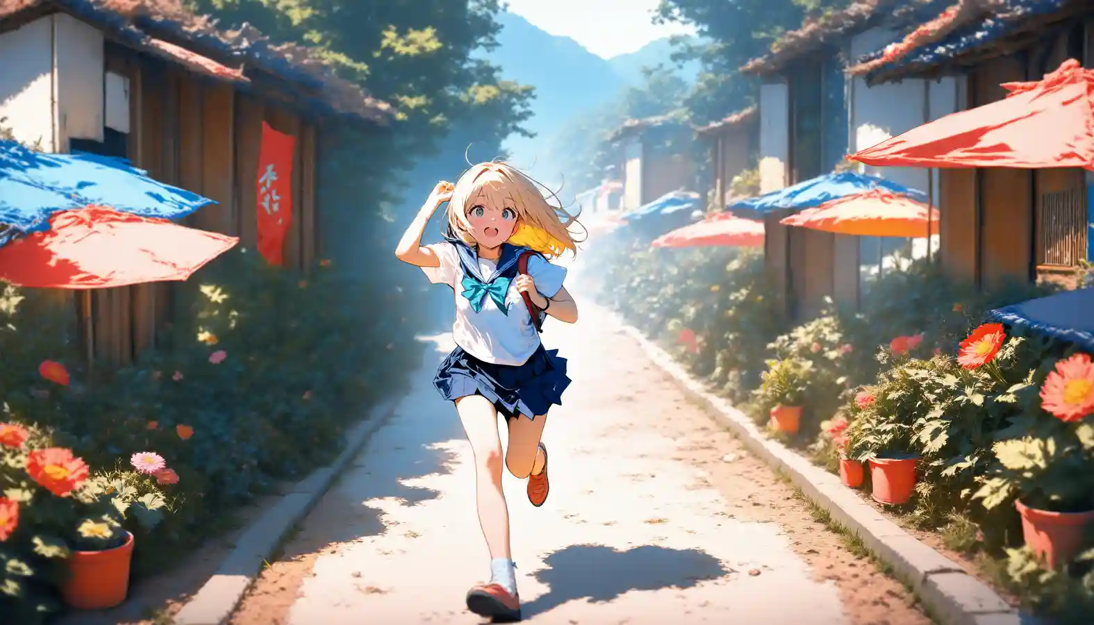 A sunlit path through a Japanese town, representing the start of an indicator research journey