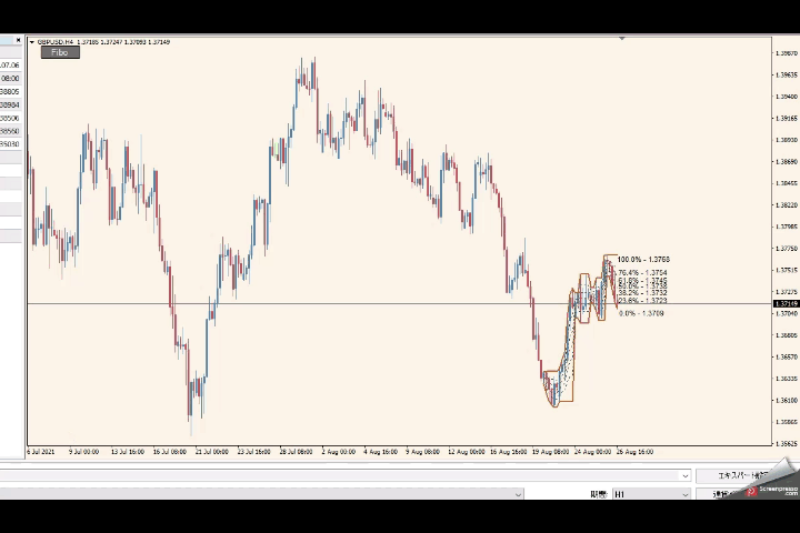JJN-Fibo button Fibonacci range overlay